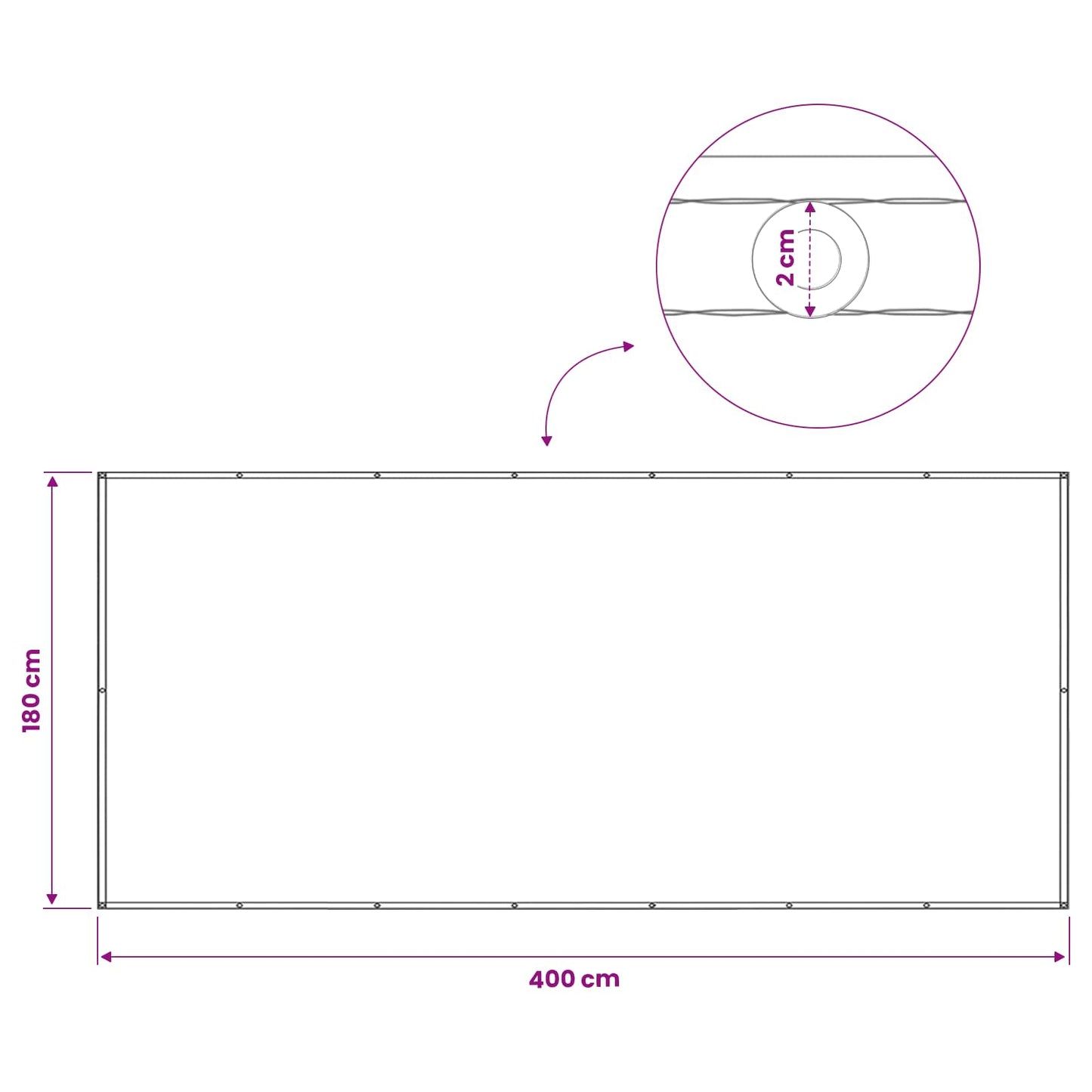 vidaXL Balcony Privacy Screen 180 x 400 cm Fabric with PU Coated