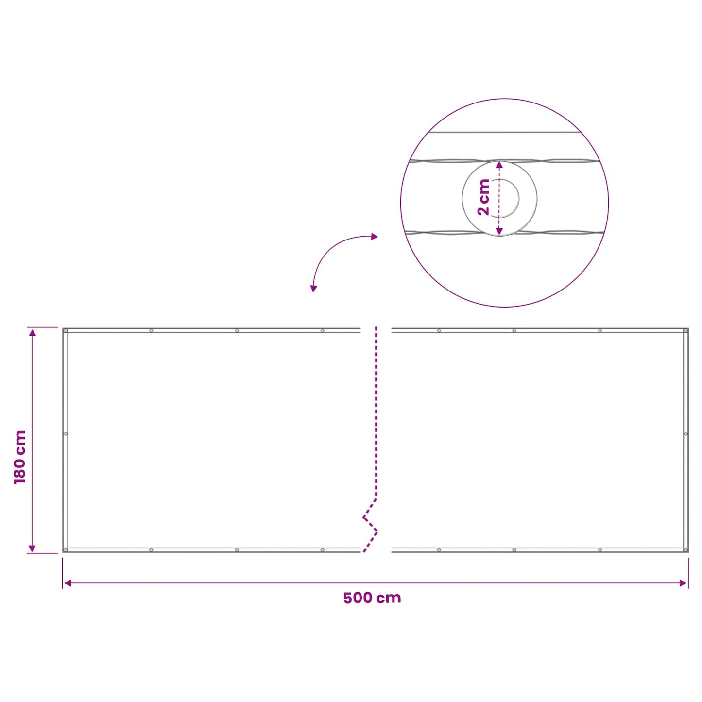 vidaXL Balcony Privacy Screen 180 x 500 cm Fabric with PU Coated