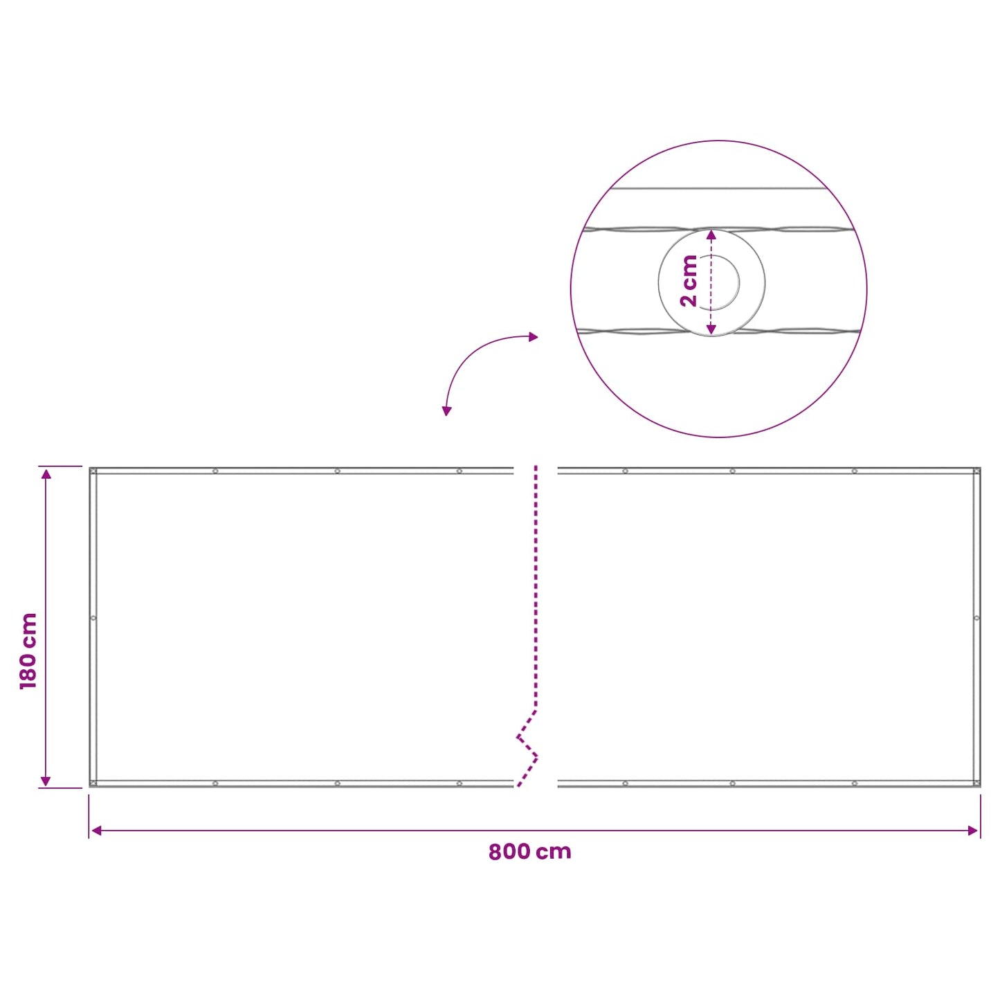vidaXL Balcony Privacy Screen 180 x 800 cm Fabric with PU Coated