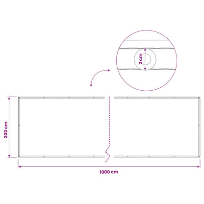 vidaXL Balcony Privacy Screen 200 x 1000 cm Fabric with PU Coated