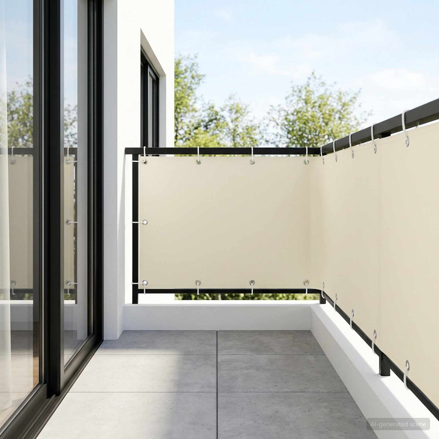 vidaXL Balcony Privacy Screen 1.2 x 15 m Fabric with PU Coated Cream