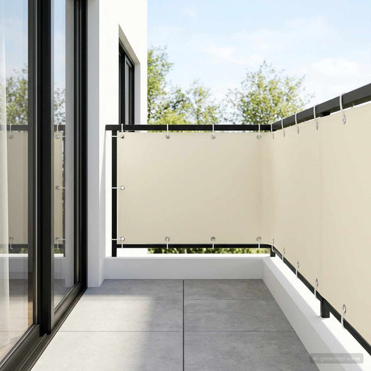vidaXL Balcony Privacy Screen 1.2 x 15 m Fabric with PU Coated Cream