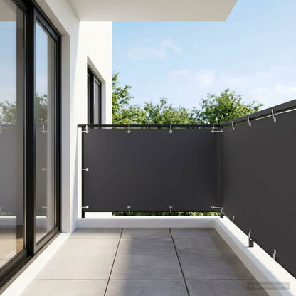 vidaXL Balcony Privacy Screen 1.2 x 15 m Fabric with PU Coated Black