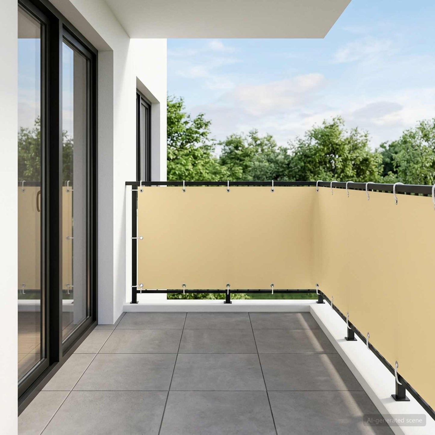 vidaXL Balcony Privacy Screen 1.2 x 25 m Fabric with PU Coated Beige