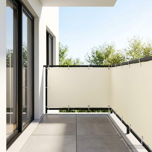 vidaXL Balcony Privacy Screen 1.2 x 25 m Fabric with PU Coated Cream