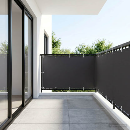 vidaXL Balcony Privacy Screen 1.2 x 25 m Fabric with PU Coated Black