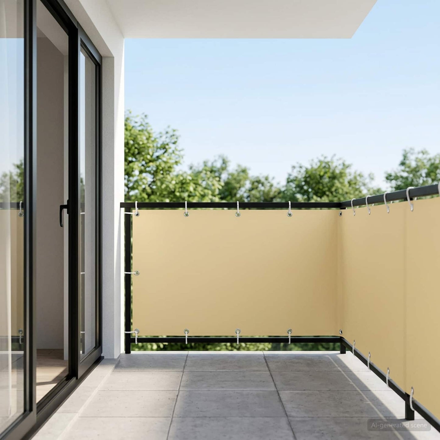 vidaXL Balcony Privacy Screen 1.5 x 15 m Fabric with PU Coated Beige