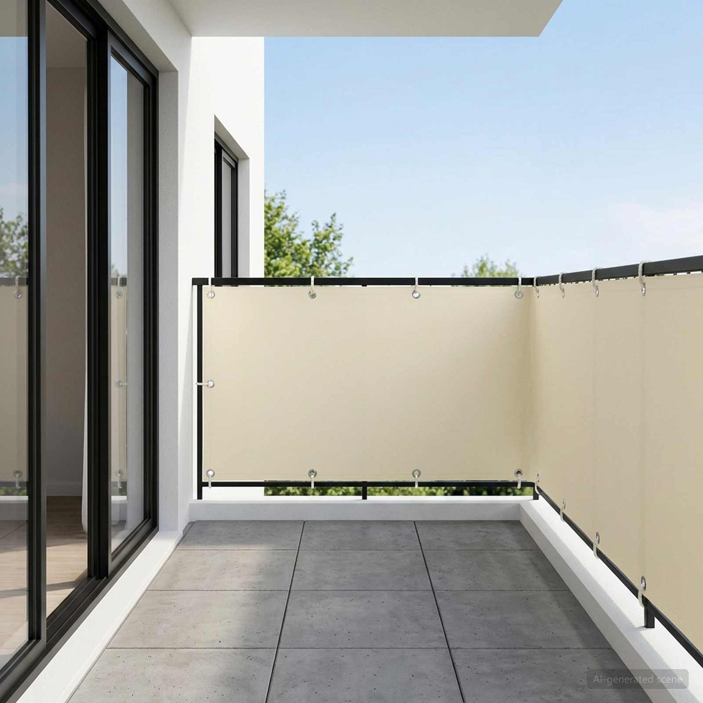vidaXL Balcony Privacy Screen 1.5 x 15 m Fabric with PU Coated Cream