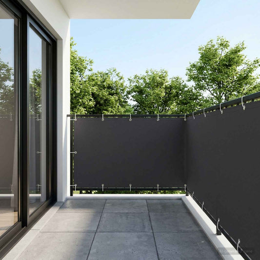 vidaXL Balcony Privacy Screen 1.5 x 15 m Fabric with PU Coated Black