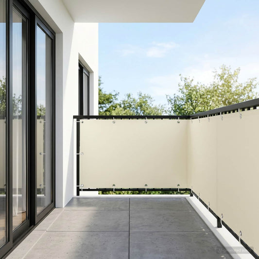 vidaXL Balcony Privacy Screen 1.5 x 25 m Fabric with PU Coated Cream