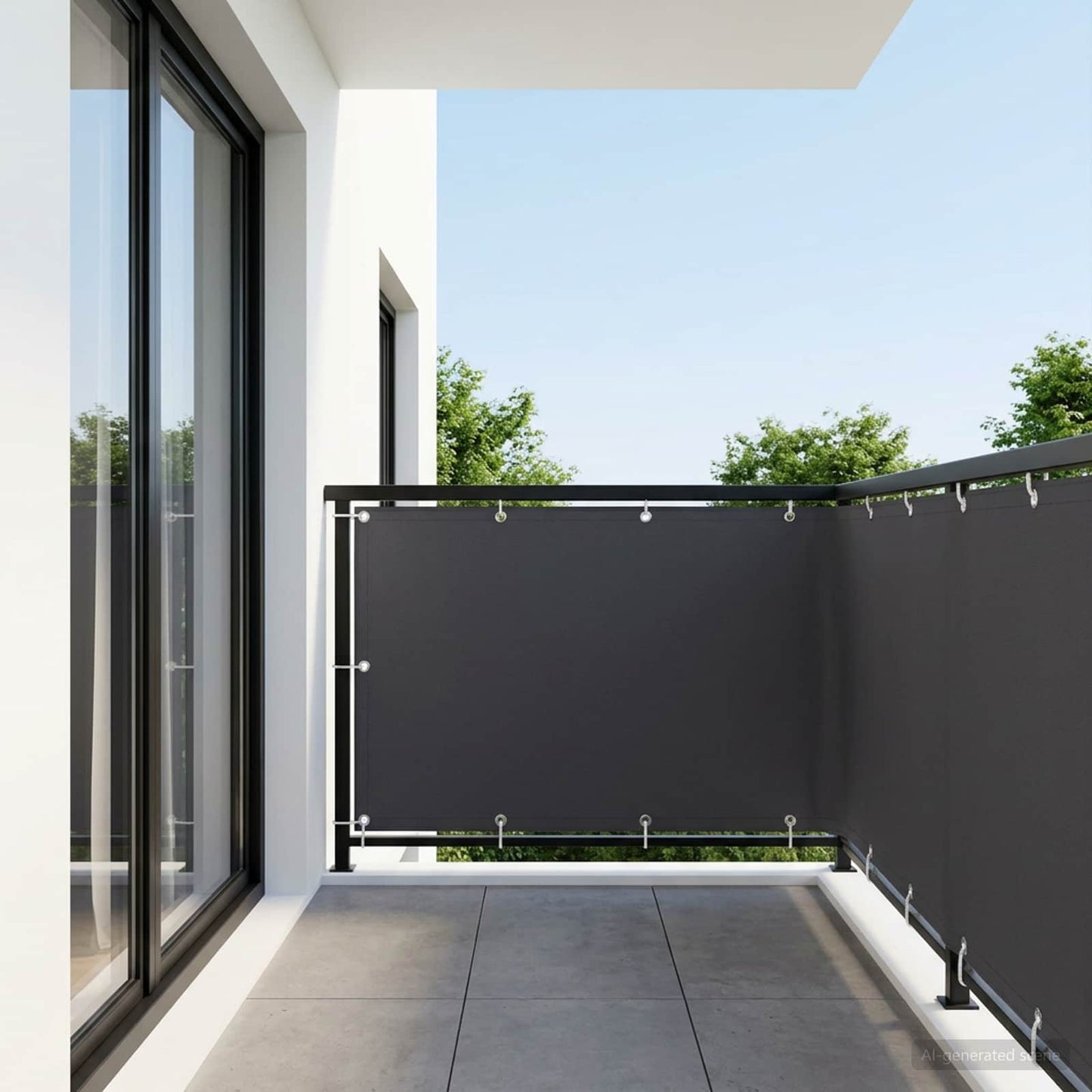 vidaXL Balcony Privacy Screen 1.5 x 25 m Fabric with PU Coated Black