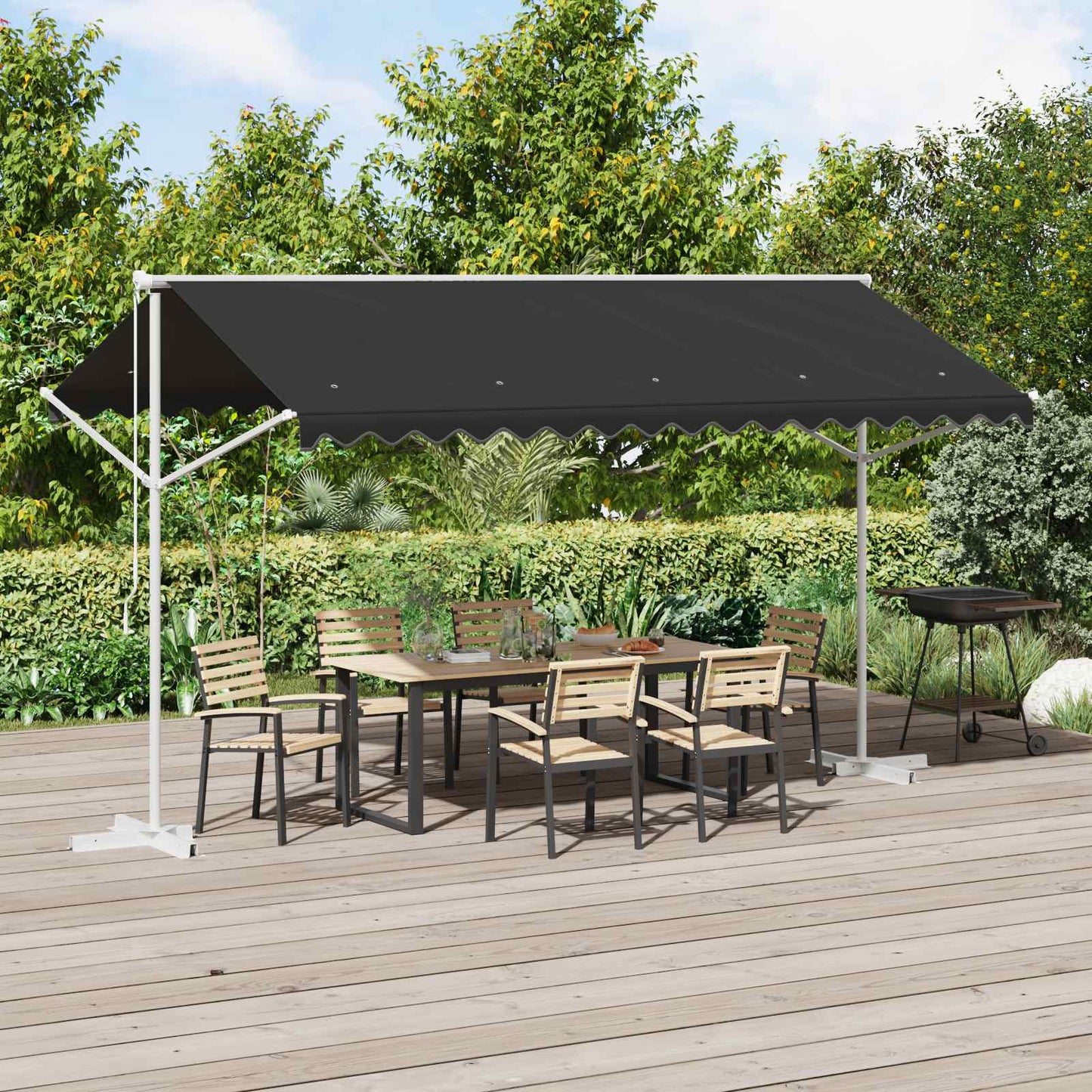 vidaXL Free Standing Awning 4 x 3 m Polyester Anthracite