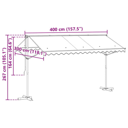 vidaXL Free Standing Awning 4 x 3 m Polyester Anthracite