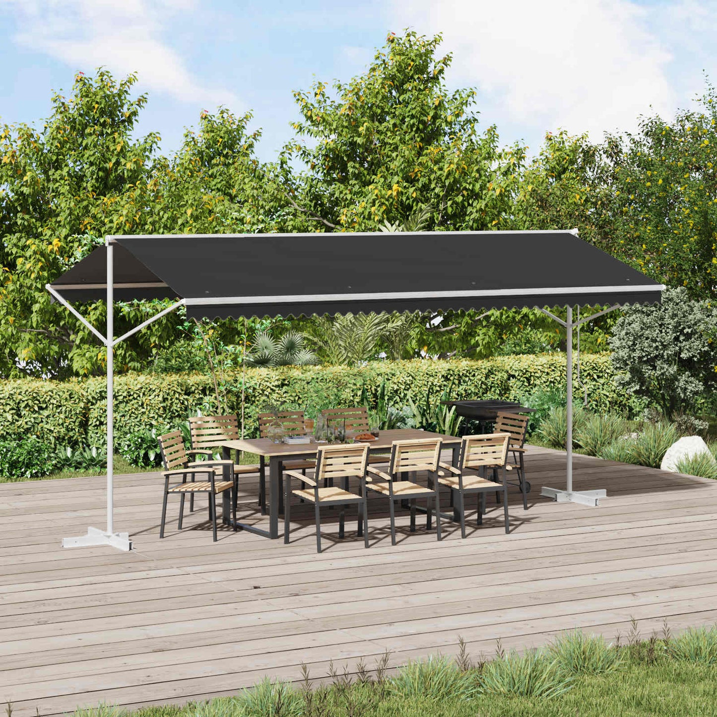 vidaXL Free Standing Awning Anthracite 5 x 3 m Polyester