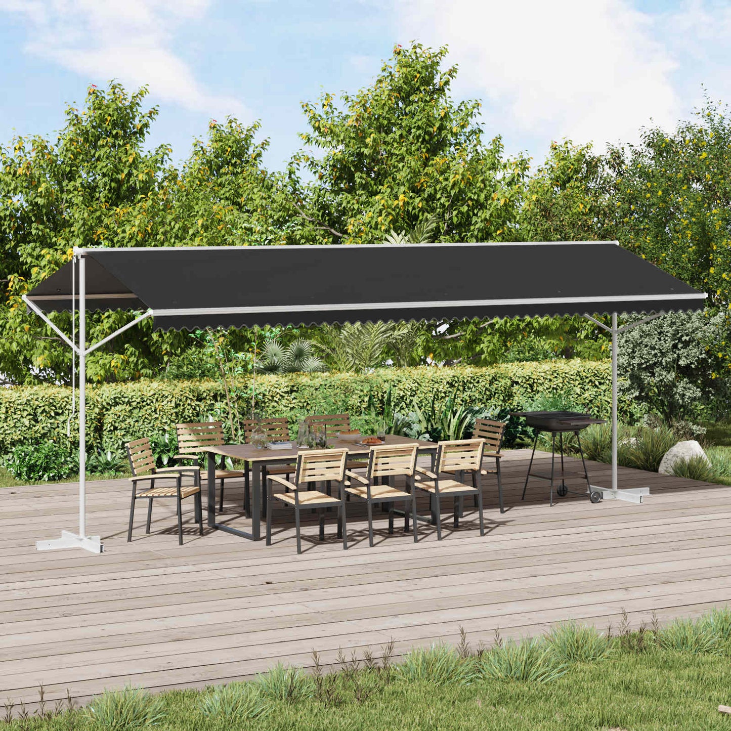 vidaXL Free Standing Awning Anthracite 6 x 3 m Polyester