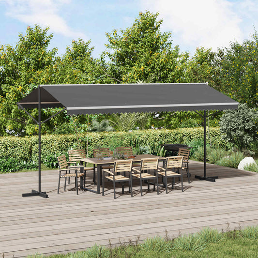 vidaXL Free Standing Awning Grey 5 x 3 m Polyester