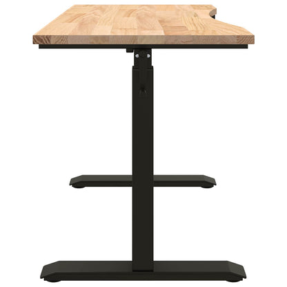 vidaXL Desk with Storage Black and Natural 120 x 60 cm Solid Oak Wood