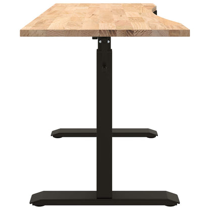 vidaXL Desk with Storage Black and Natural 140 x 60 cm Solid Oak Wood