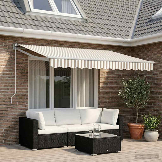 vidaXL Retractable Awning Light Grey and White 3.5 x 2 m
