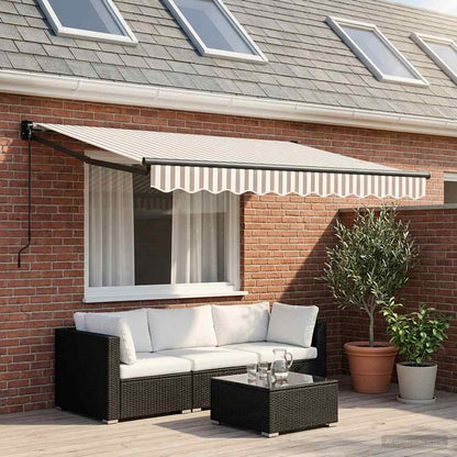 vidaXL Retractable Awning Light Grey and White 3 x 2 m