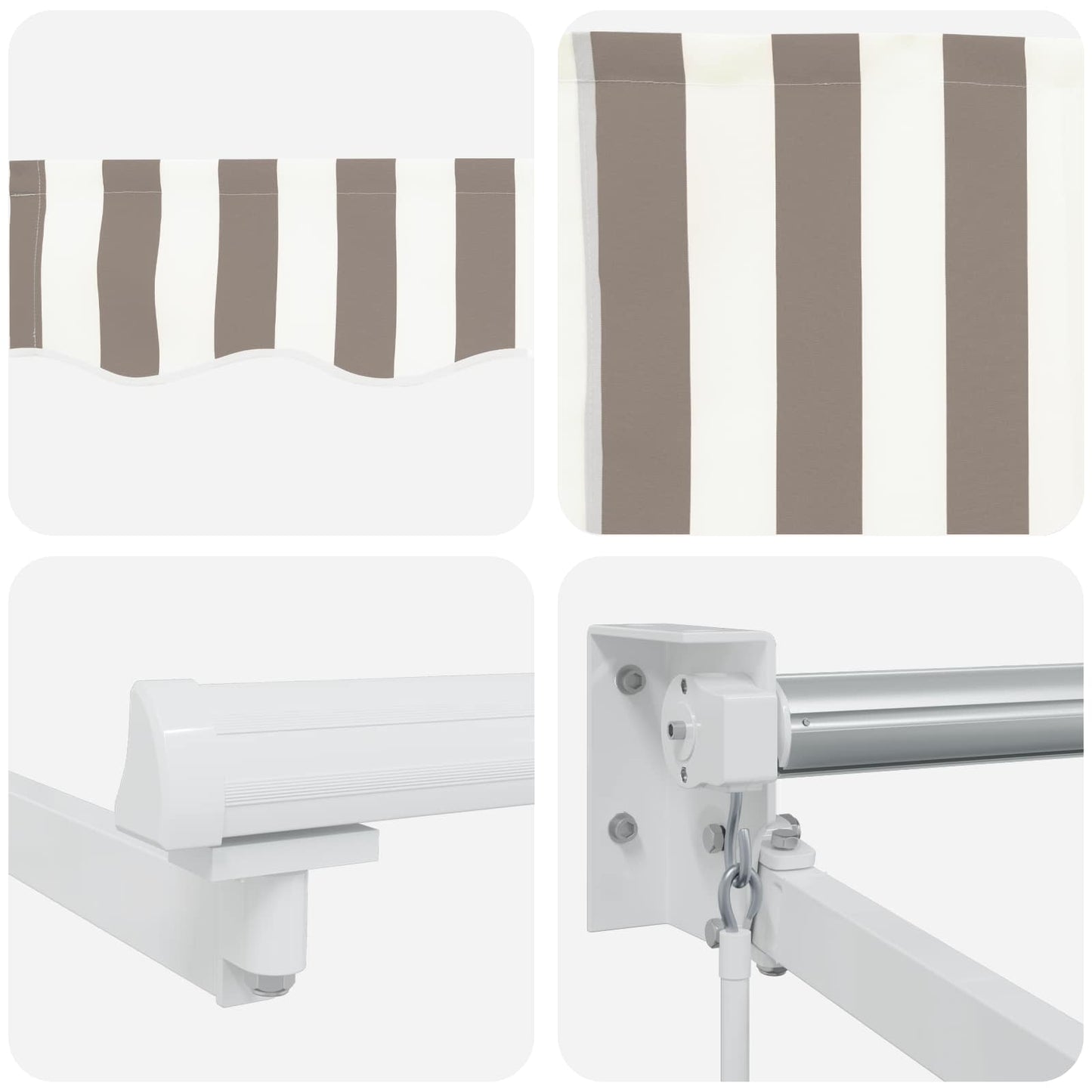 vidaXL Manual Retractable Awning with LEDs Light Grey and White