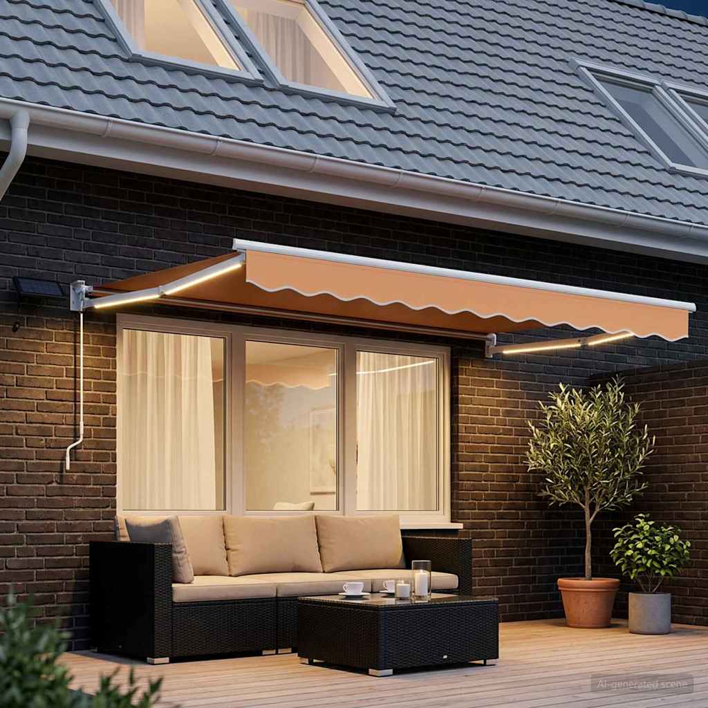 vidaXL Manual Retractable Awning with LEDs Sand