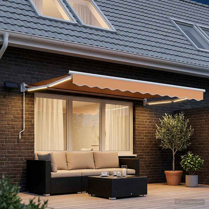 vidaXL Manual Retractable Awning with LEDs Sand