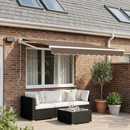 vidaXL Manual Retractable Awning with LEDs Taupe
