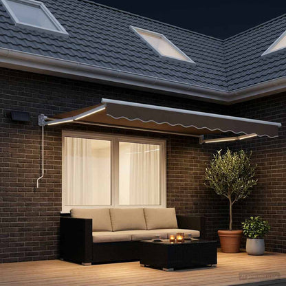 vidaXL Manual Retractable Awning with LEDs Taupe