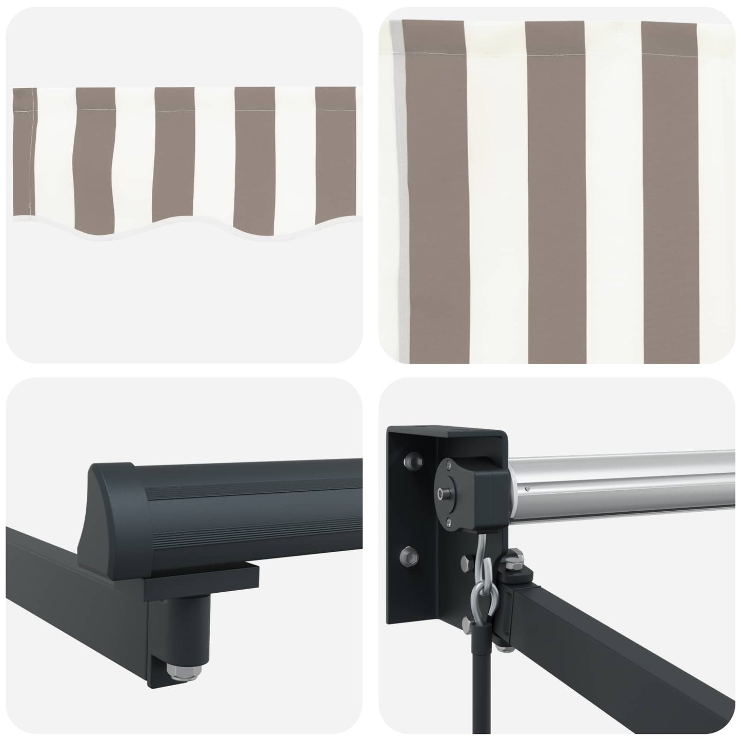 vidaXL Manual Retractable Awning with LEDs Light Grey and White