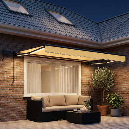 vidaXL Manual Retractable Awning with LEDs Sand