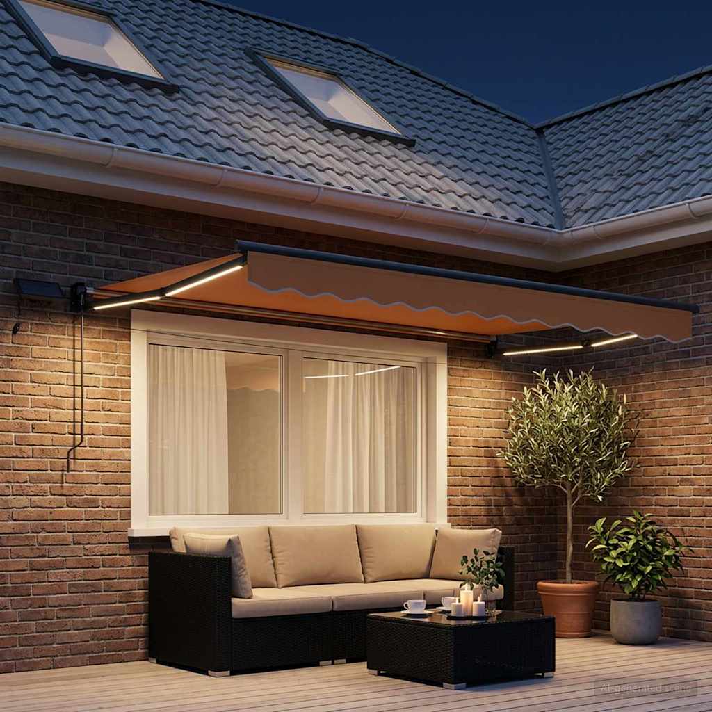 vidaXL Manual Retractable Awning with LEDs Sand