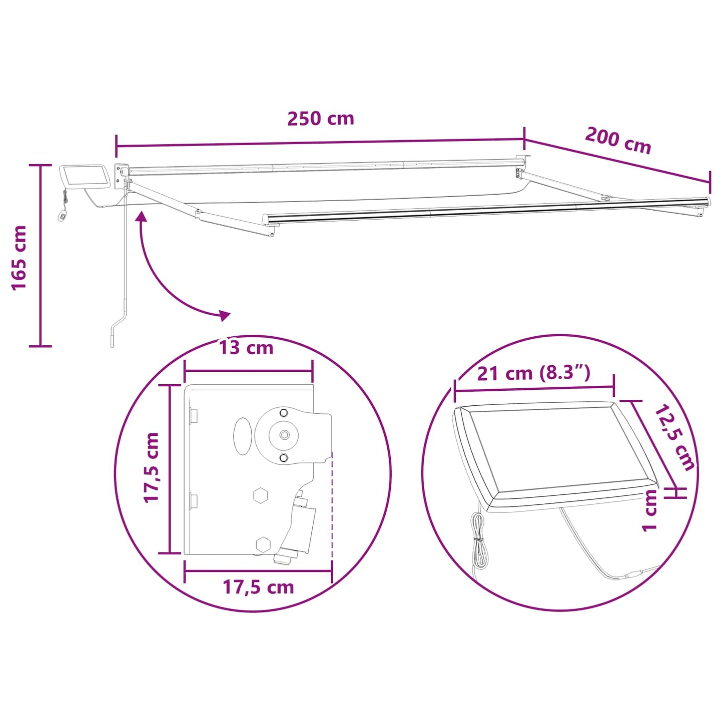 vidaXL Manual Retractable Awning with LEDs Sand