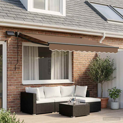 vidaXL Manual Retractable Awning with LEDs Taupe