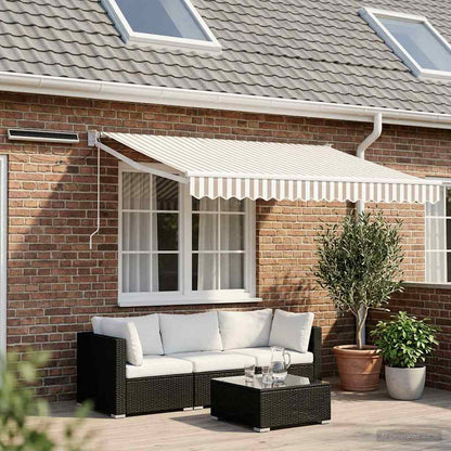 vidaXL Electric Retractable Awning Light Grey and White 3.5 x 2 m