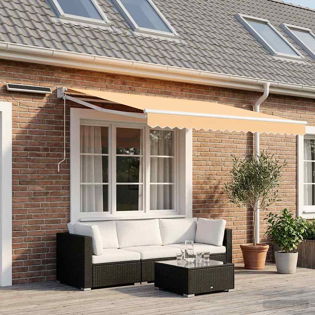 vidaXL Electric Retractable Awning Sand 100% Polyester and Aluminium