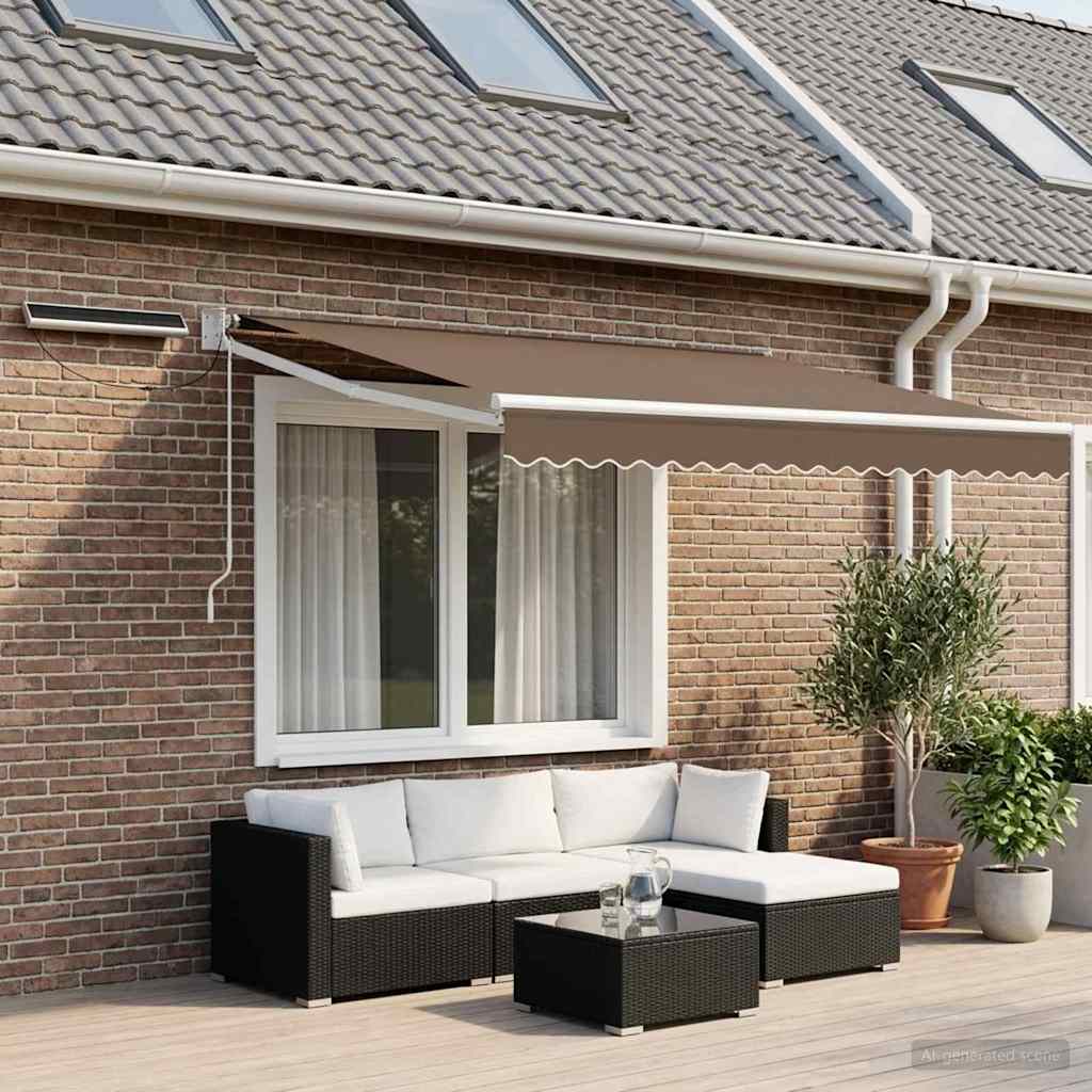 vidaXL Electric Retractable Awning Taupe 100% Polyester and Aluminium