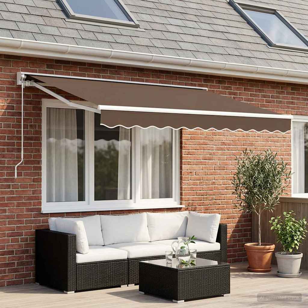 vidaXL Manual Retractable Awning Taupe 3.5 x 2.5 m