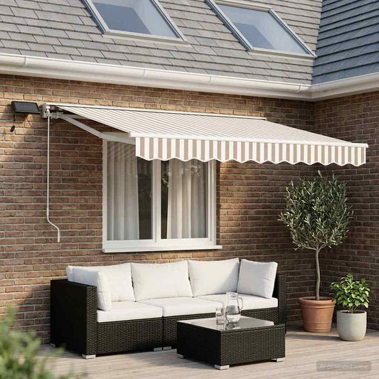vidaXL Manual Awning Frame with LEDs Light Grey and White 3.5 x 2 m