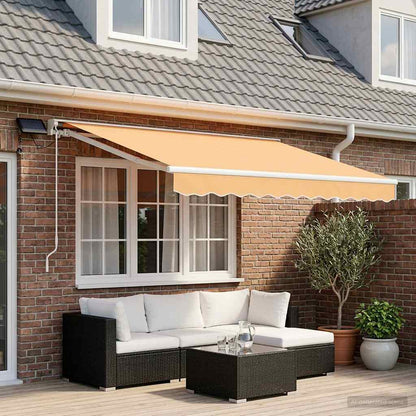vidaXL Manual Awning Frame with LEDs Sand 2.5 x 2 m