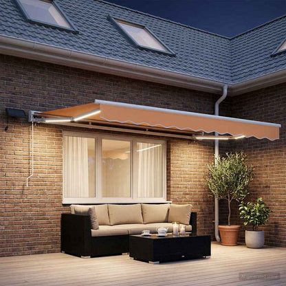 vidaXL Manual Awning Frame with LEDs Sand 2.5 x 2 m