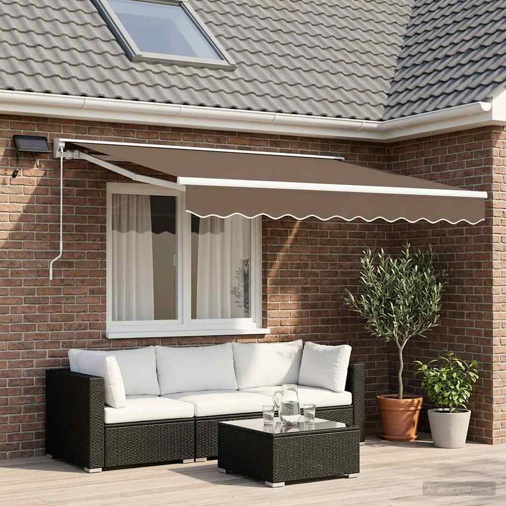 vidaXL Manual Awning Frame with LEDs Taupe 3 x 2.5 m