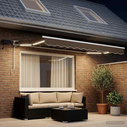 vidaXL Manual Awning Frame with LEDs Taupe 3 x 2 m