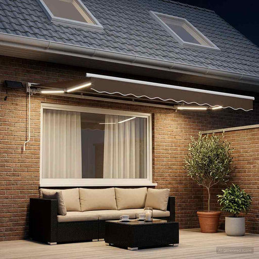 vidaXL Manual Awning Frame with LEDs Taupe 3 x 2.5 m