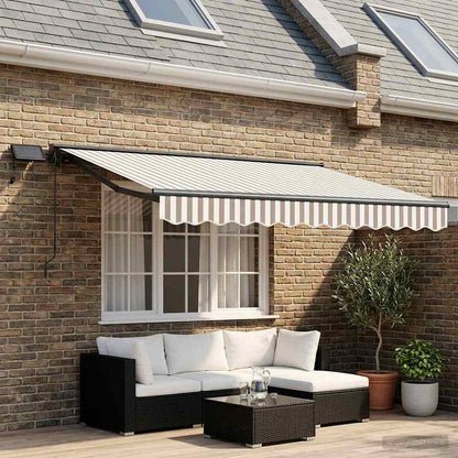 vidaXL Manual Awning Frame with LEDs Light Grey and White 3.5 x 2 m