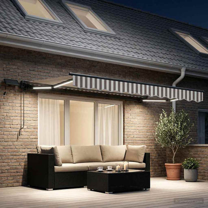 vidaXL Manual Awning Frame with LEDs Light Grey and White 3.5 x 2 m