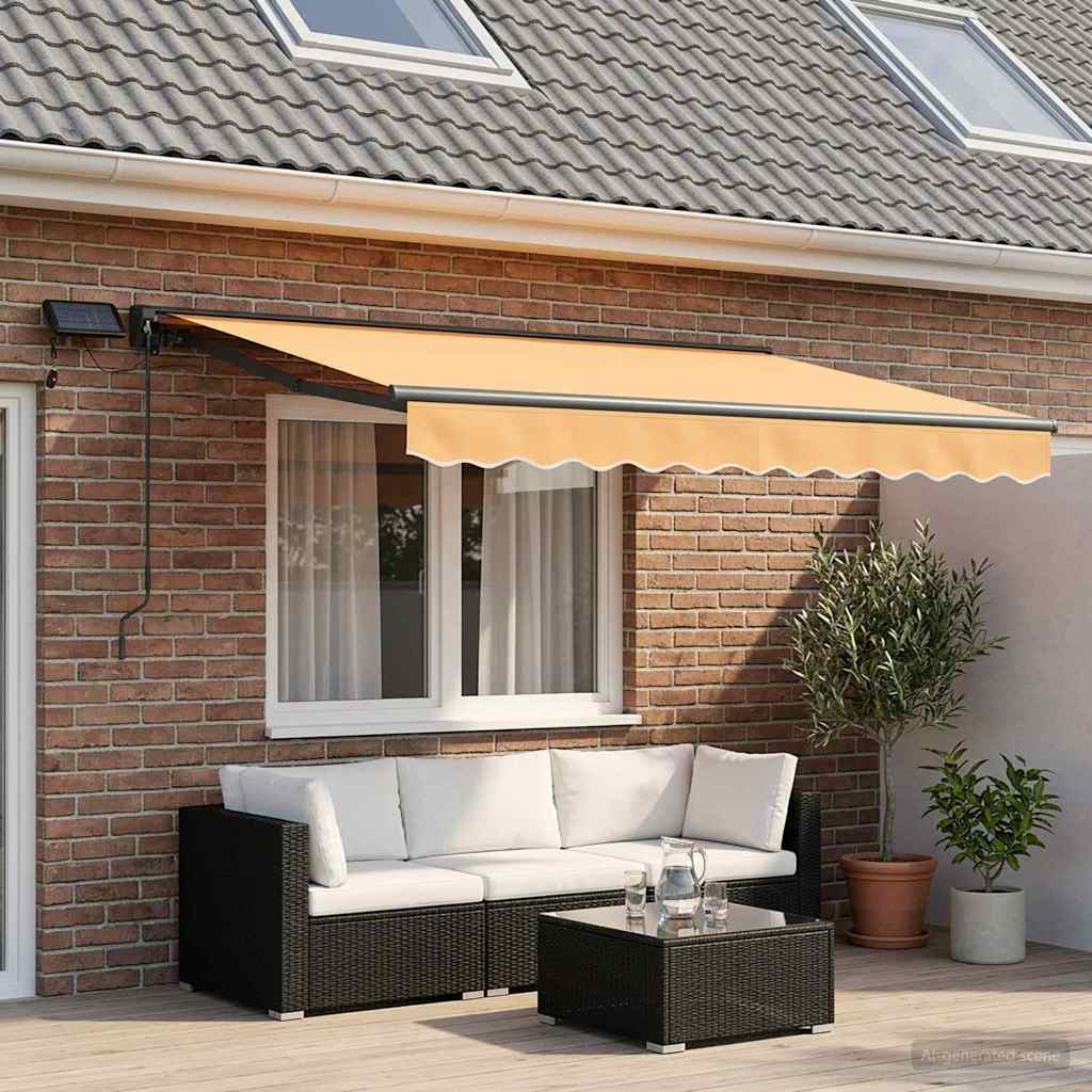 vidaXL Manual Awning Frame with LEDs Sand 2.5 x 2 m