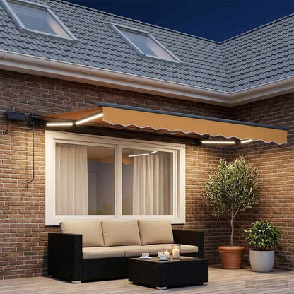 vidaXL Manual Awning Frame with LEDs Sand 3.5 x 2.5 m