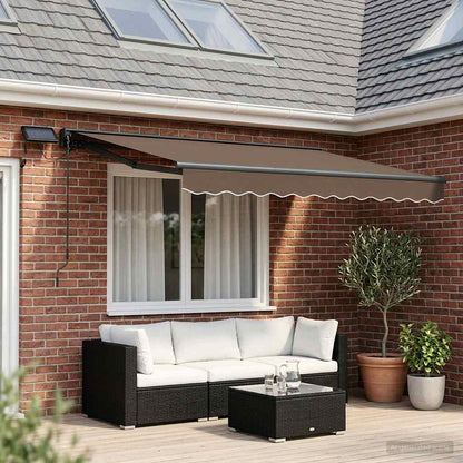 vidaXL Manual Awning Frame with LEDs Taupe 2.5 x 2 m