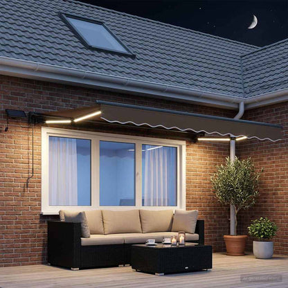 vidaXL Manual Awning Frame with LEDs Taupe 3 x 2 m